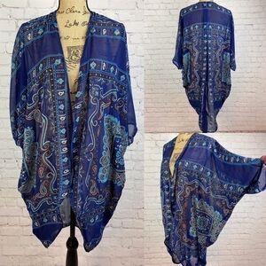 Haute Monde Open Front Paisley Boho Kimono